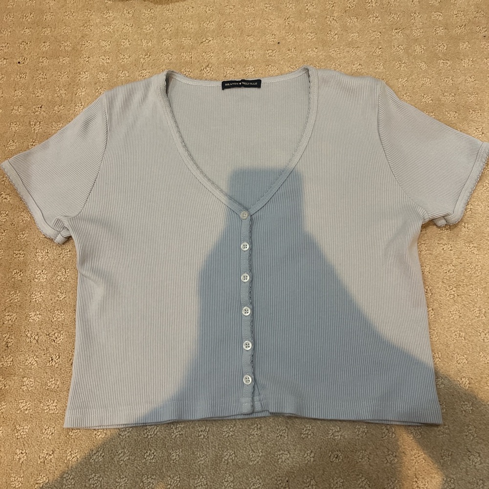 Brandy Melville light blue button up top